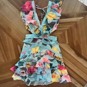 NWT PatBo Hibiscus Cutout Mini Dress